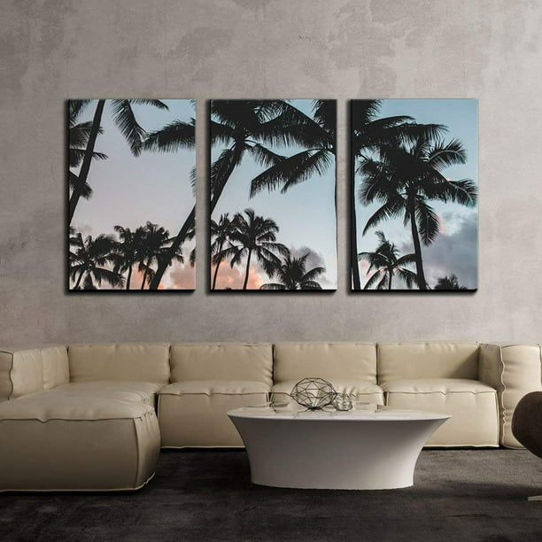 Palm Trees at Dusk Wall26 Canvas Art Wall Home Decor 16"x24"x3 Panels